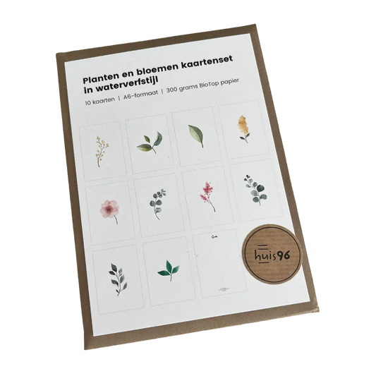 Planten en bloemen kaarten waterverf stijl