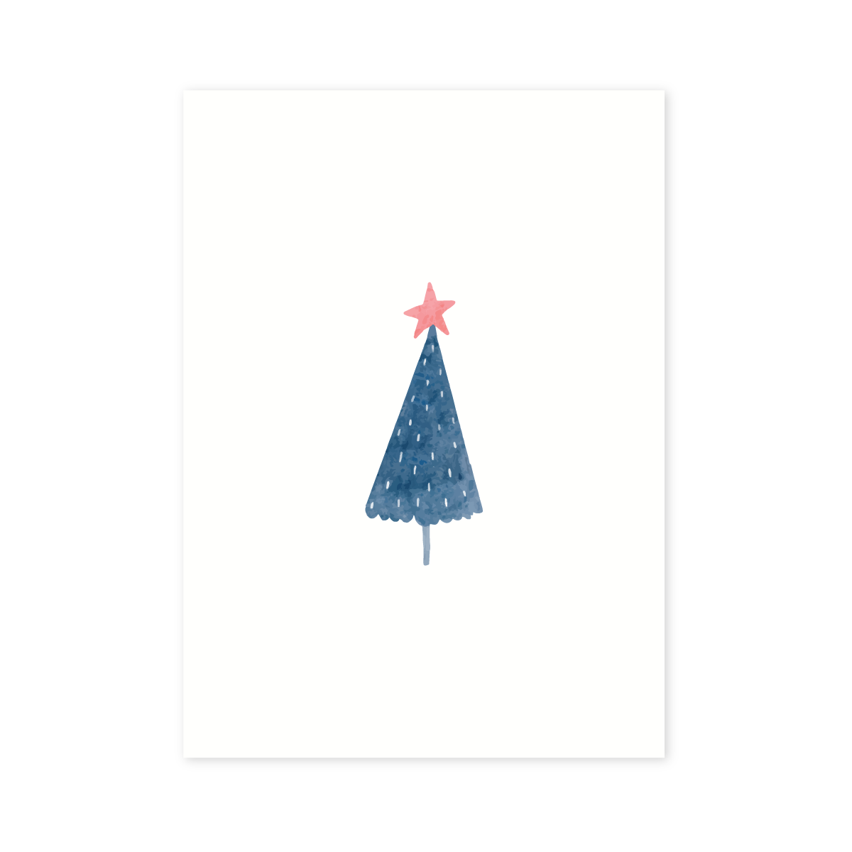 Kerstkaart blauw kerstboom